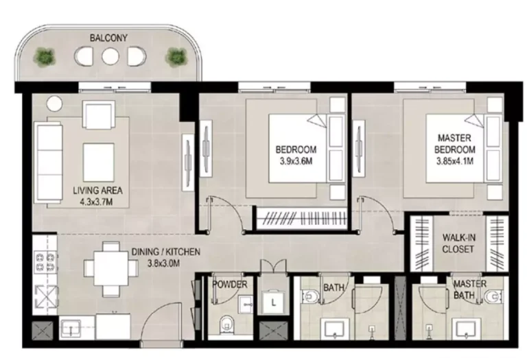 Savannah Town Square floor plan 2 BR · 982 sqft