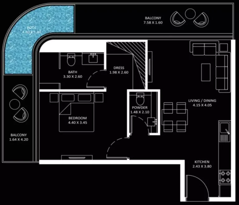 Bayz 101 floor plan 1 BR · 941 sqft