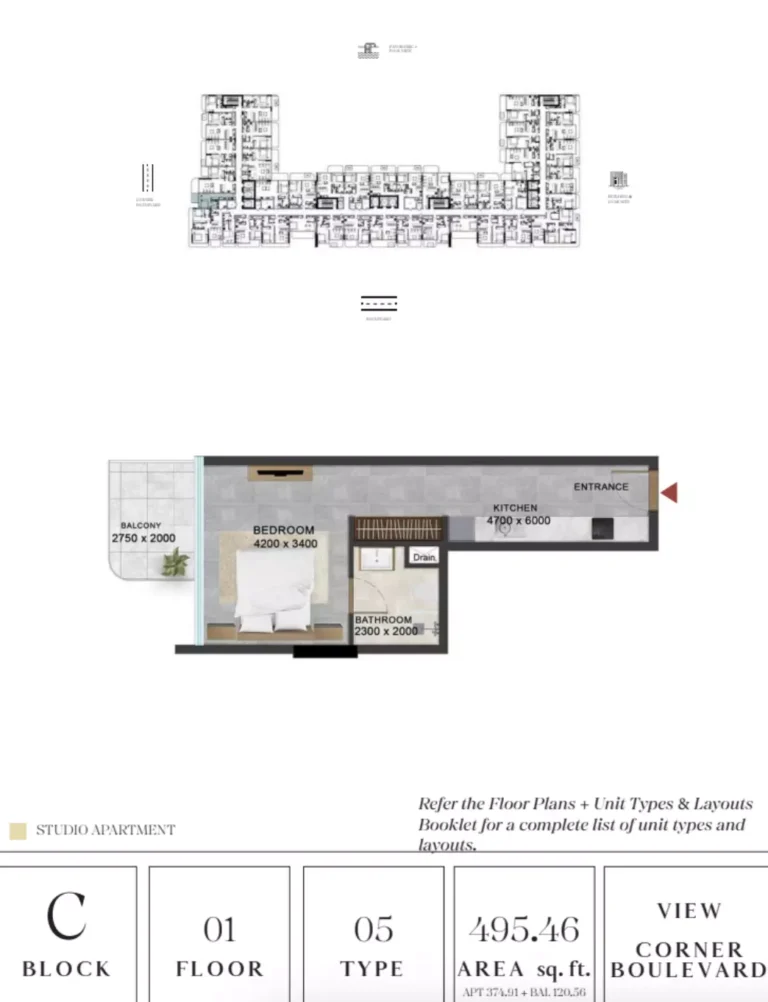 Vivanti Residences floor plan Studio · 495 sqft