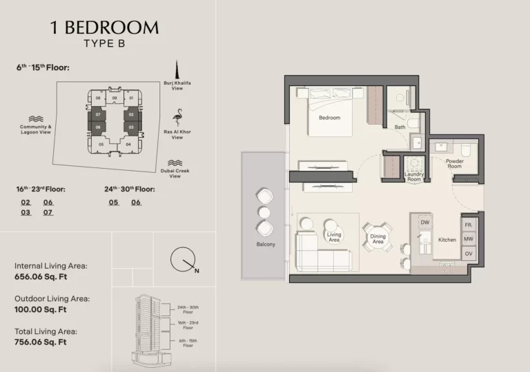 Belmore Residences floor plan 1 BR · 756 sqft