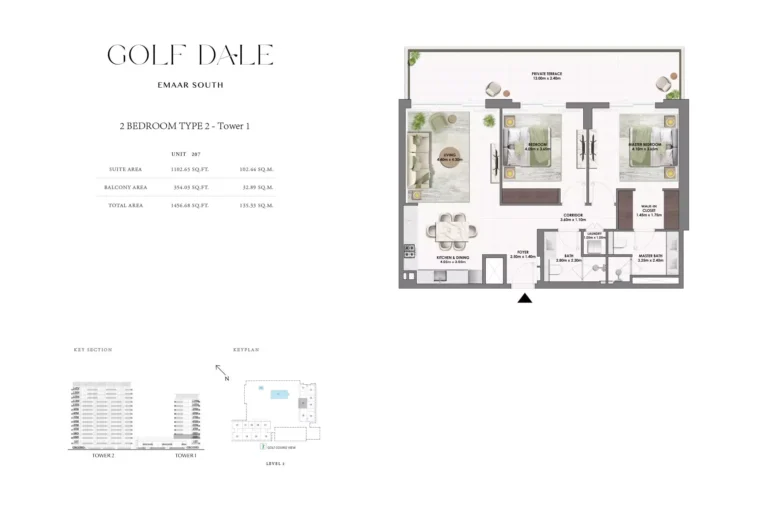 Golf Dale floor plan 2-спальн. · 1456 sqft