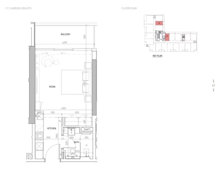 171 Garden Heights floor plan Studio