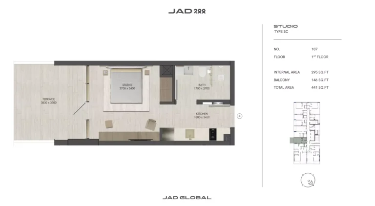 JAD 288 floor plan Studio · 441 sqft