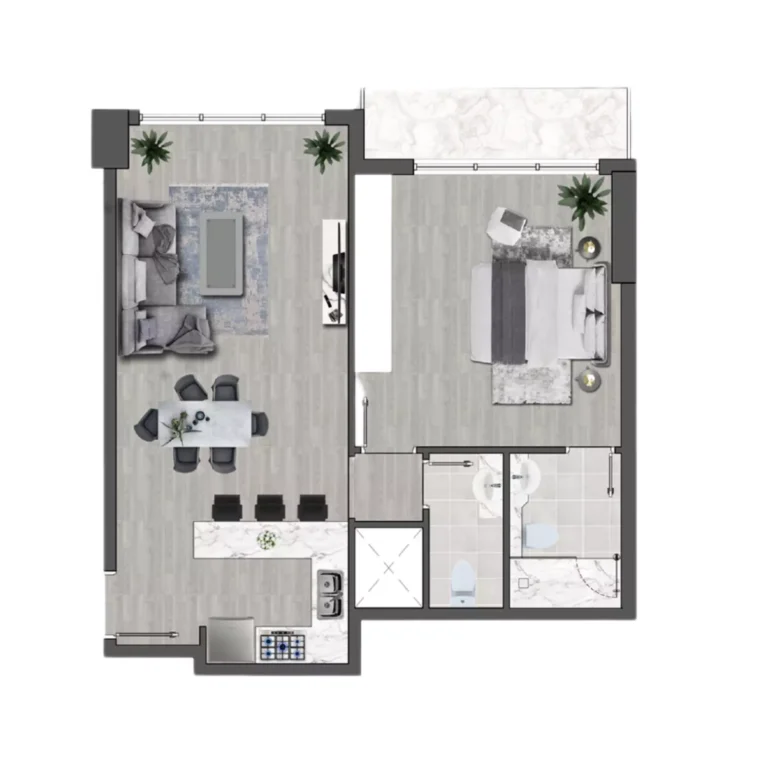 Brand Centro floor plan 1-спальн. · 758 sqft