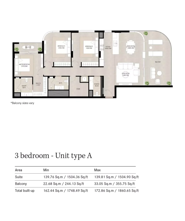Berkshire Park floor plan 3 BR · 1860 sqft