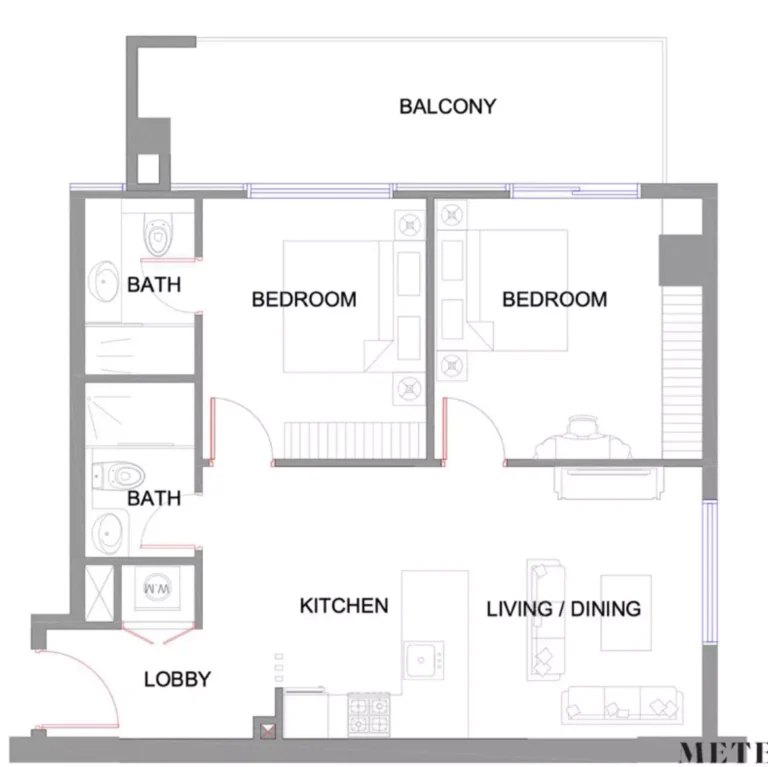 Park Boulevard floor plan 2 BR · 873 sqft
