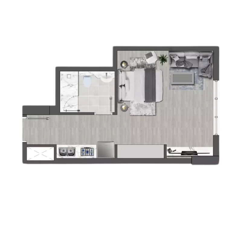 Brand Centro floor plan Студия · 397 sqft