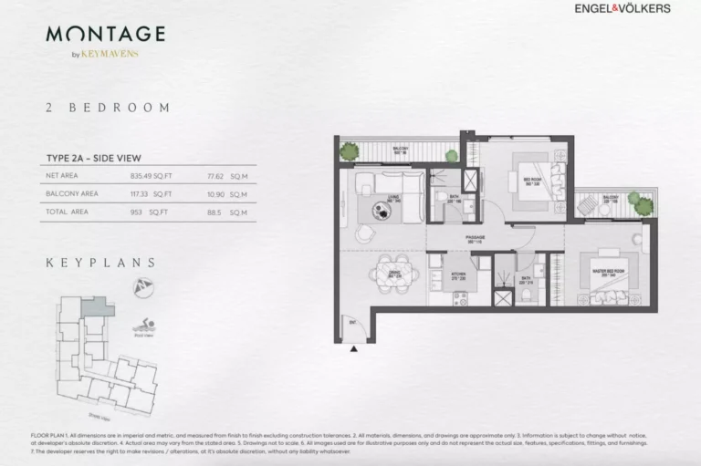 Montage floor plan 2 BR · 953 sqft