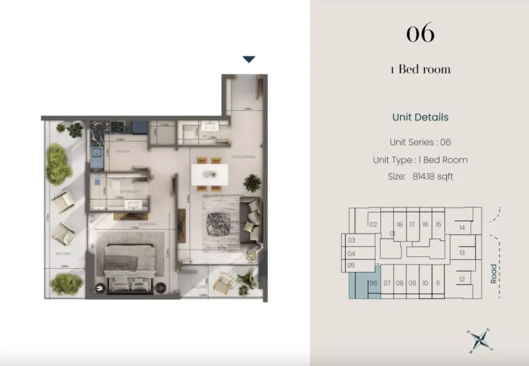 Oasis Lofts floor plan Студия · 814 sqft