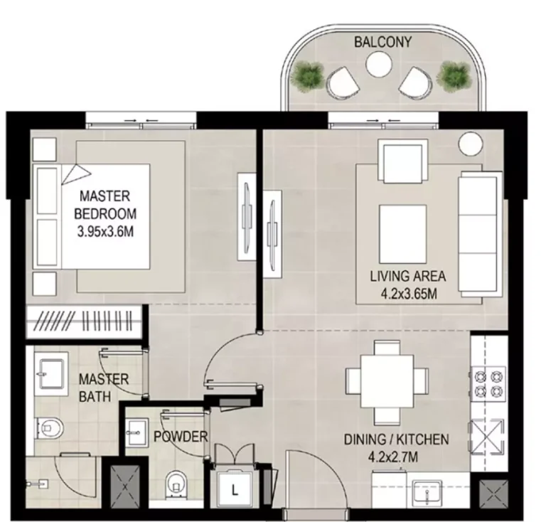 Savannah Town Square floor plan 1 BR · 655 sqft