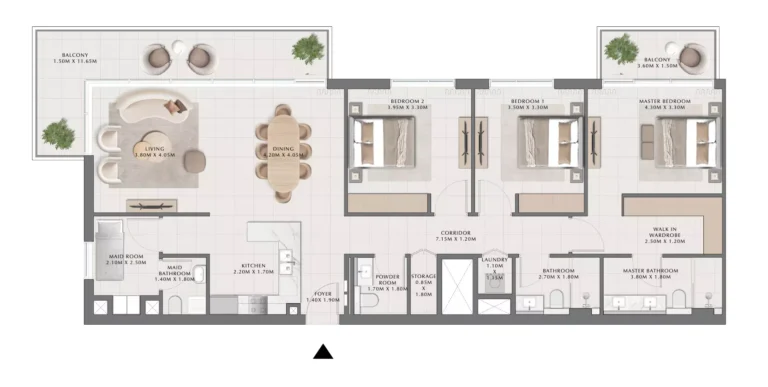 Parkside Hills floor plan 3-спальн. · 1852 sqft