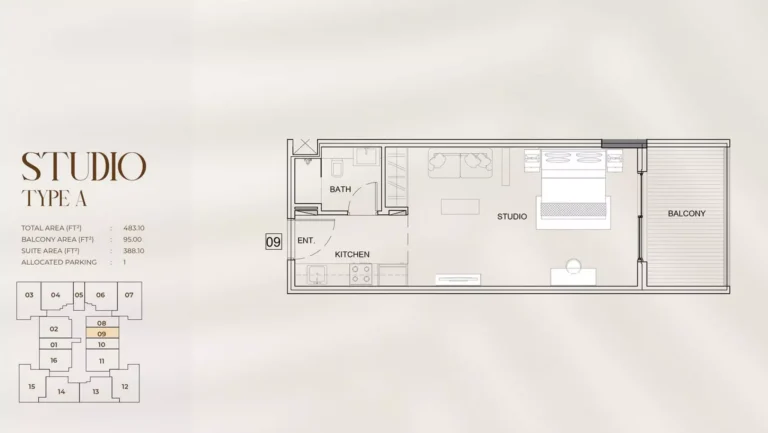 Myra Residences floor plan Studio · 483 sqft