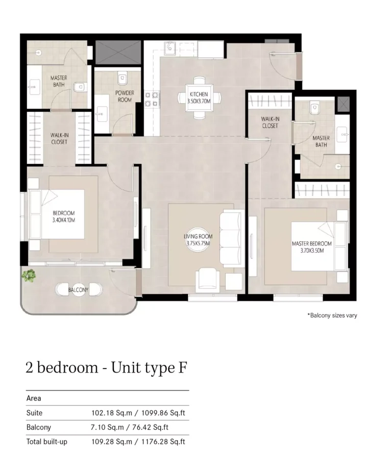 Berkshire Park floor plan 2 BR · 1176 sqft