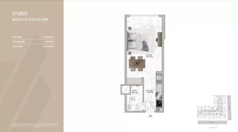 Al Serh Residences 11 floor plan Studio · 376 sqft