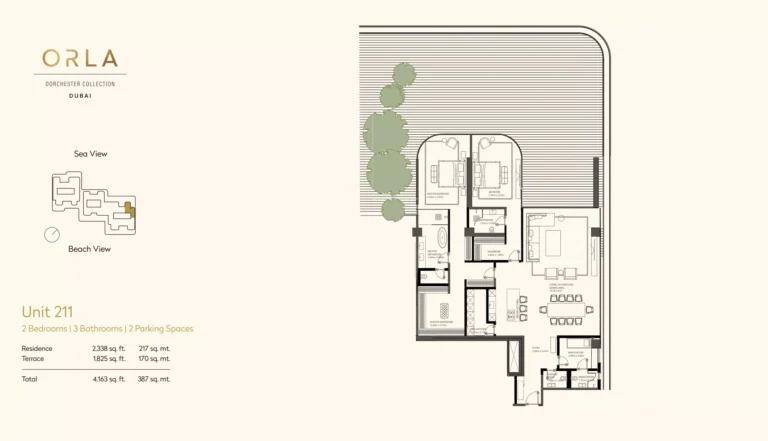 Orla by Omniyat Dorchester Collection floor plan 2 BR · 4163 sqft