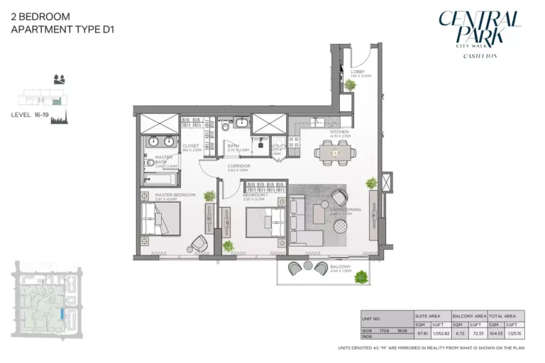 Castleton at Central Park floor plan 2 BR · 1125 sqft