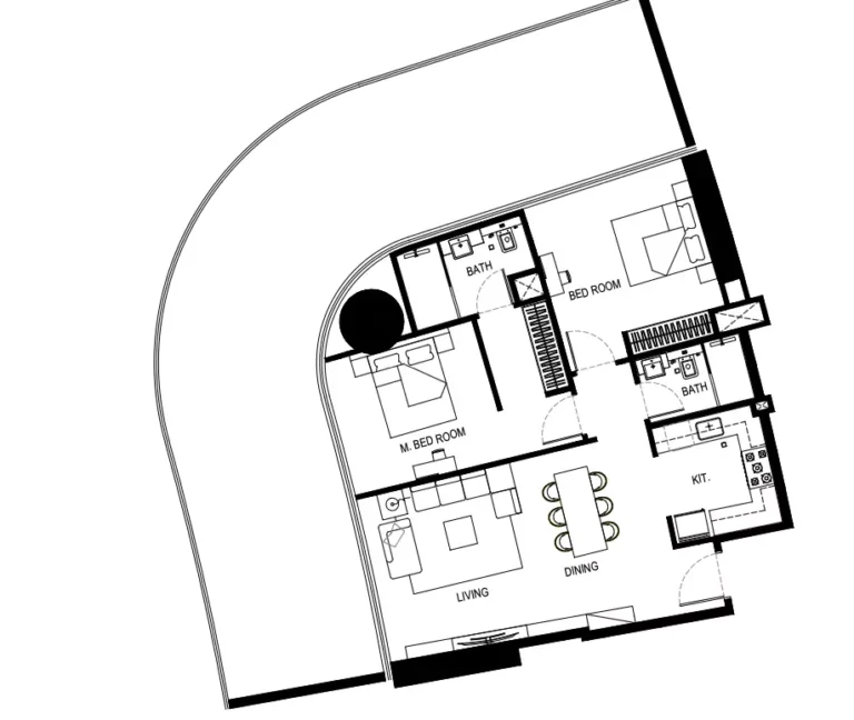 Binghatti Hills floor plan 2 BR