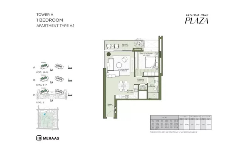 Central Park Plaza floor plan 1-спальн.