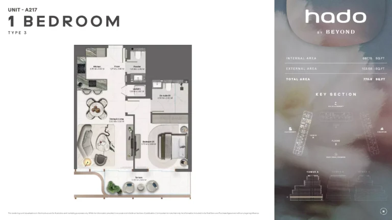 Hado by Beyond floor plan 1 BR · 770 sqft