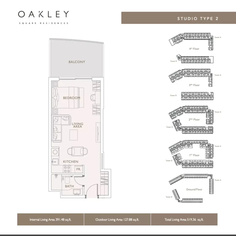 Oakley Square Residences floor plan Studio · 519 sqft