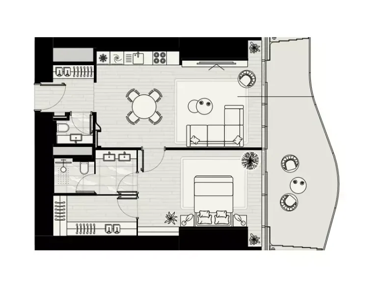 LIV Maritime floor plan 1 BR · 1173 sqft