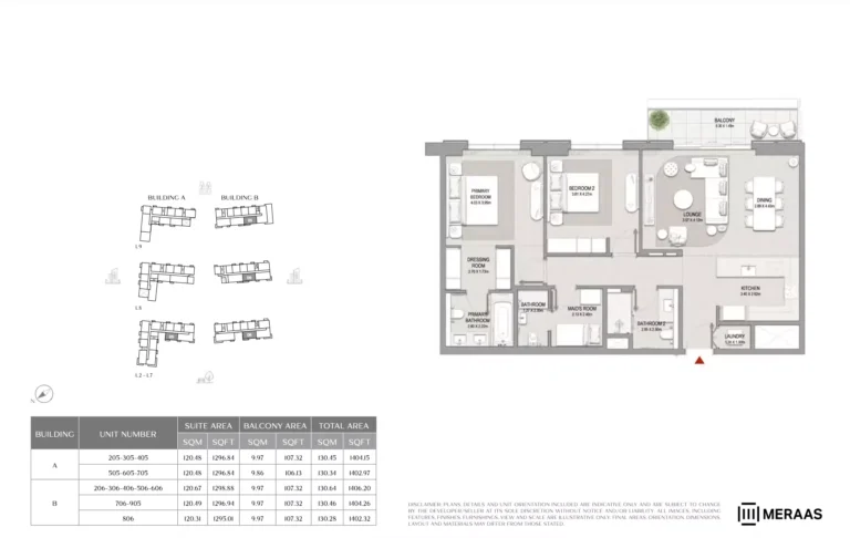 City Walk Crestlane 2 floor plan 2-спальн. · 1402 sqft