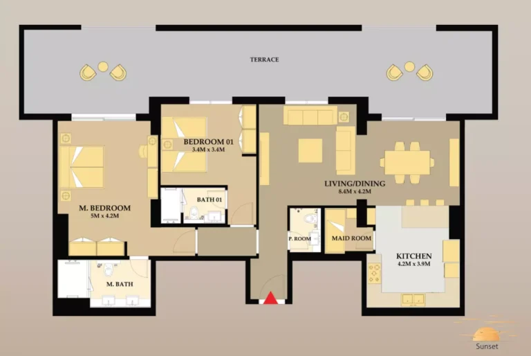Riva Residence floor plan 2-спальн. · 2068 sqft