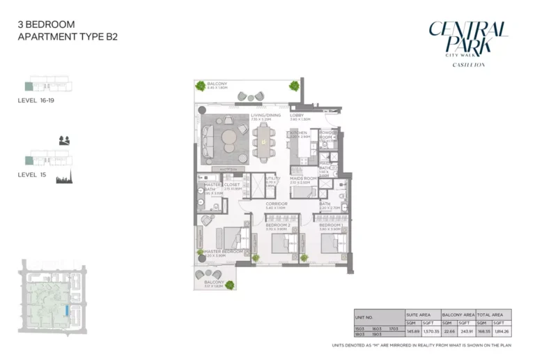 Castleton at Central Park floor plan 3 BR · 1814 sqft
