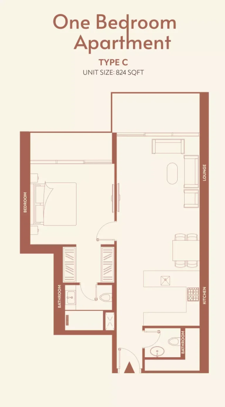 11 Hills Park floor plan 1 BR · 824 sqft