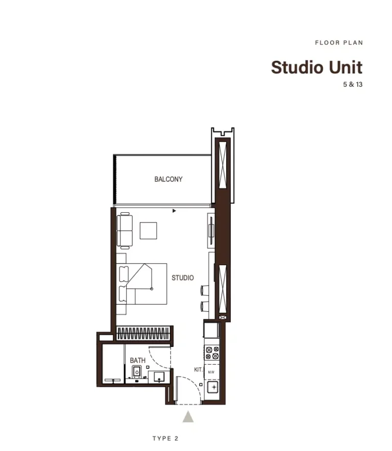 Binghatti Apex floor plan Студия