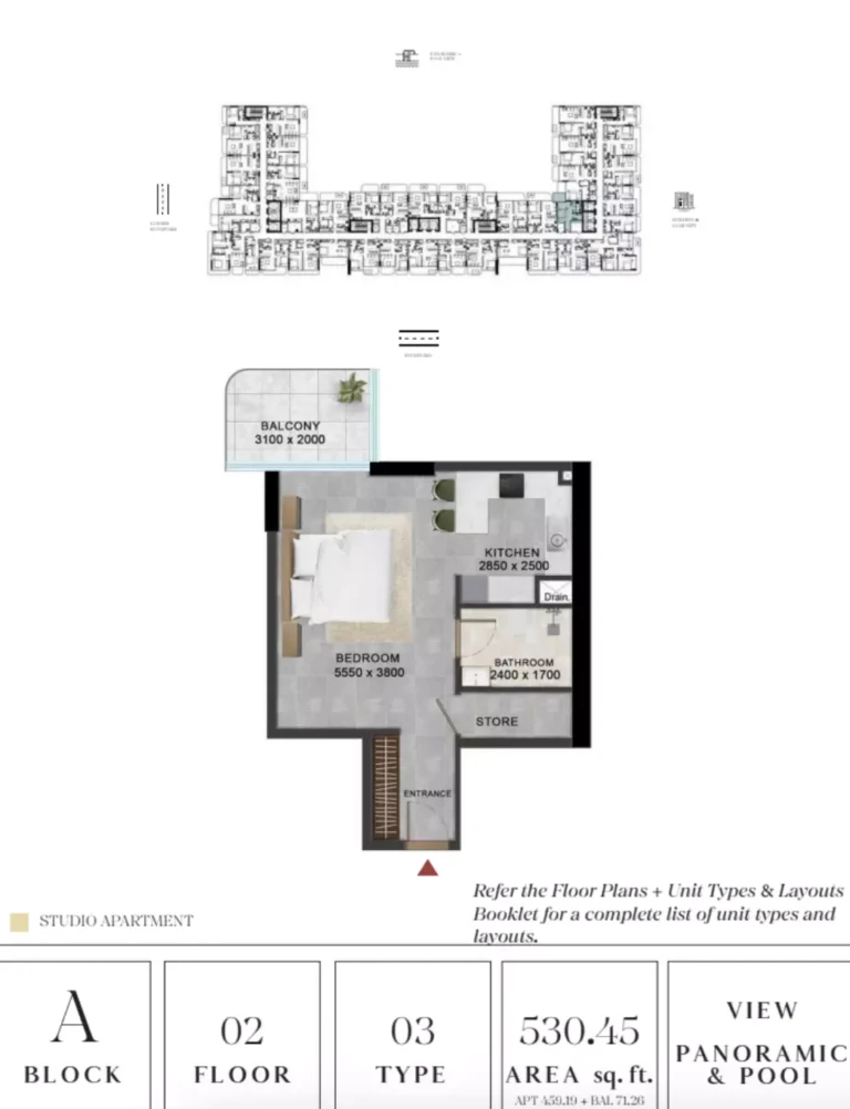 Vivanti Residences floor plan Studio · 530 sqft