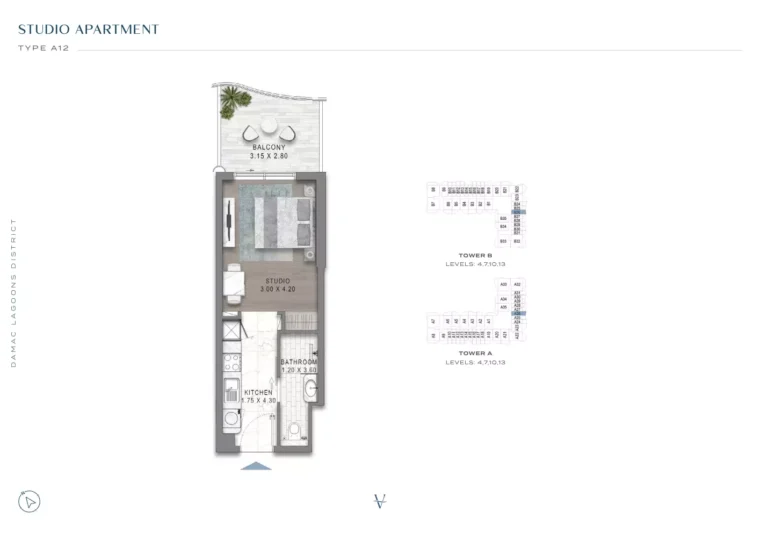 Valencia at Damac Lagoons floor plan Студия