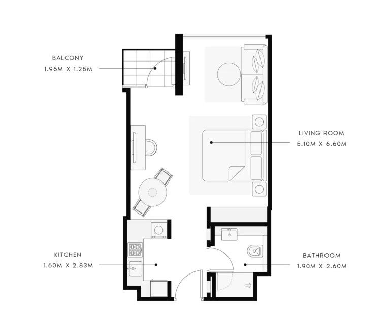 Azizi Grand floor plan Студия · 541 sqft