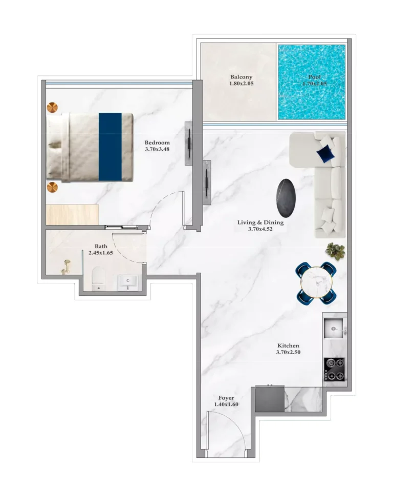 Timez by Danube floor plan 1-спальн. · 562 sqft