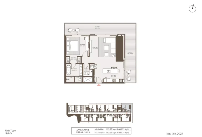 Akala Hotel & Residences floor plan 1 BR · 1405 sqft