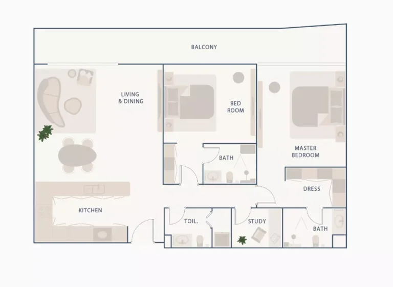 Beach Walk 2 floor plan 2-спальн. · 1549 sqft