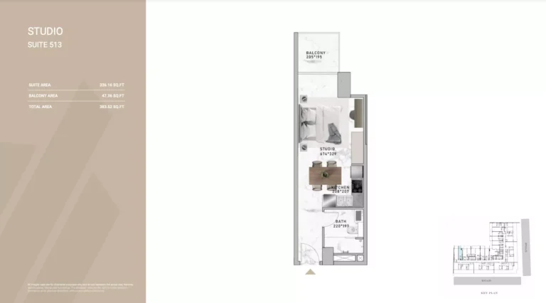 Al Serh Residences 11 floor plan Studio · 383 sqft