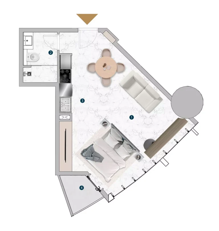 Franck Muller Vanguard by London Gate floor plan Студия · 483 sqft