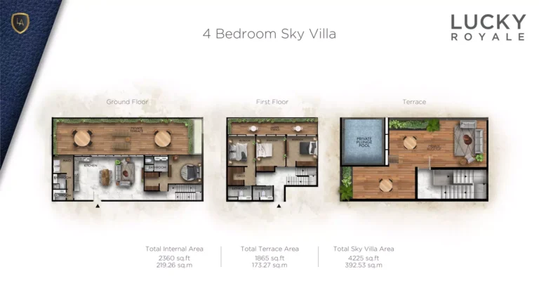 Lucky Royale Residence floor plan 4-спальн. · 4225 sqft