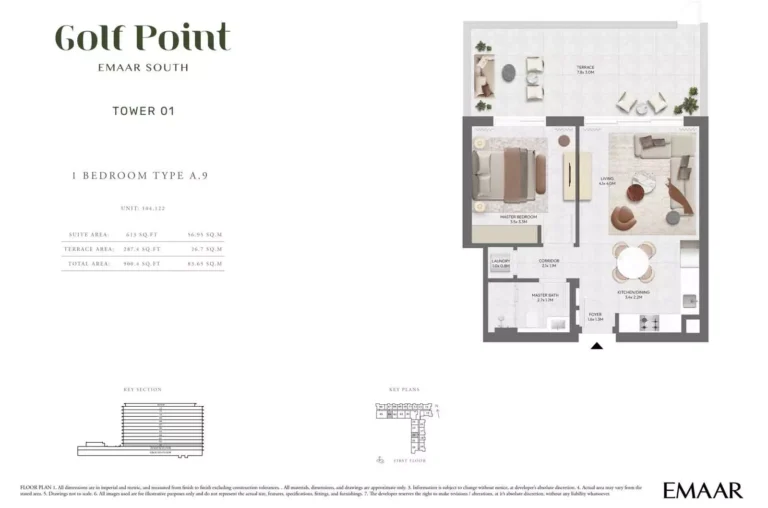 Golf Point floor plan 1 BR · 900 sqft