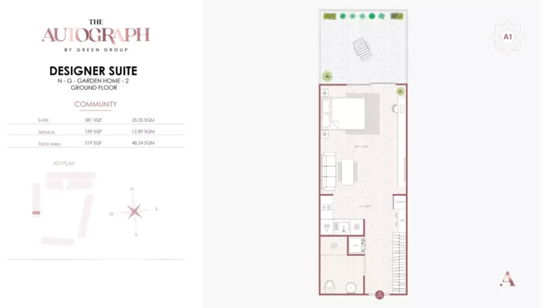 The Autograph floor plan 1-спальн. · 519 sqft