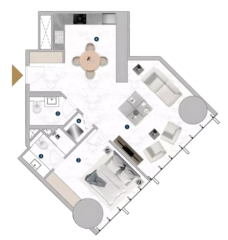 Franck Muller Yachting by London Gate floor plan 1-спальн. · 758 sqft