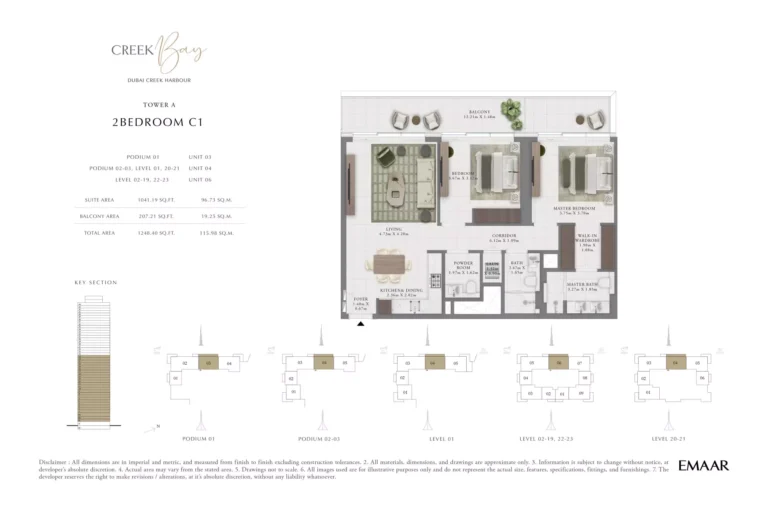 Creek Bay floor plan 2 BR · 1250 sqft