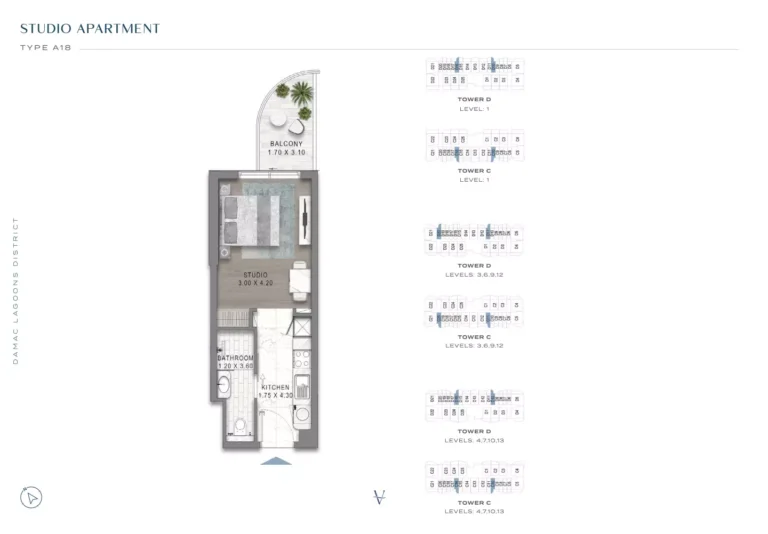 Valencia at Damac Lagoons floor plan Студия