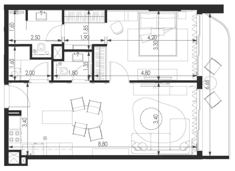 Vitality Residence floor plan 1-спальн. · 776 sqft