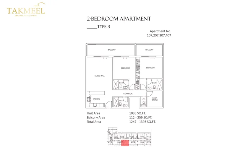 Divine Residencia floor plan 2 BR · 1393 sqft