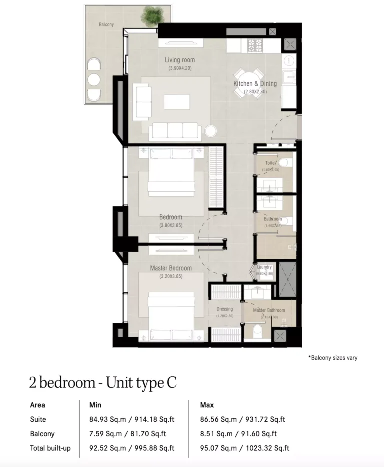 Alton floor plan 2 BR · 995 sqft