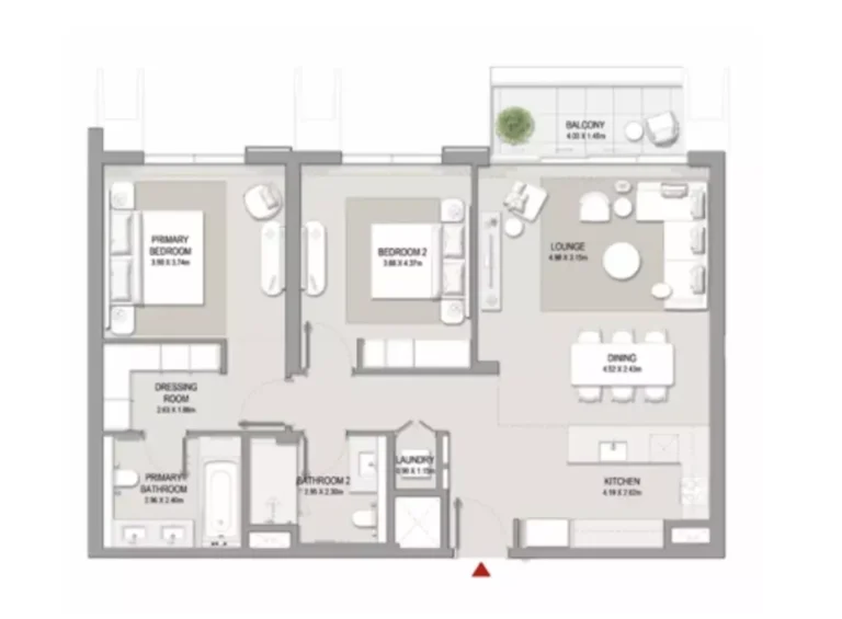 City Walk Crestlane 3 floor plan 2-спальн. · 1169 sqft