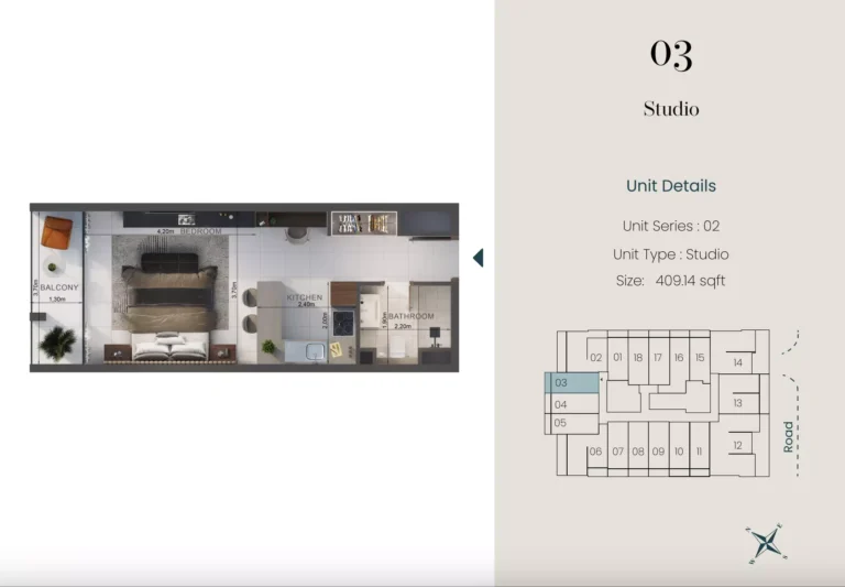 Oasis Lofts floor plan Студия · 409 sqft