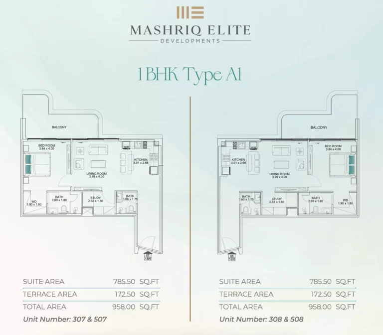 Floarea Breeze floor plan 1 BR · 958 sqft